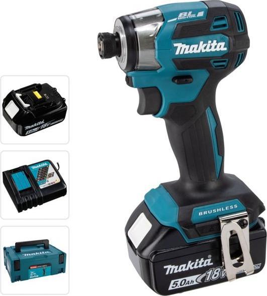 Actual product image Shots Makita DTD 173 RTJ Akku Schlagschrauber 18 V 180 Nm 1/4“ Brushless + 2x Akku 5,0 Ah + Ladegerät + (Rechargeable battery operated)