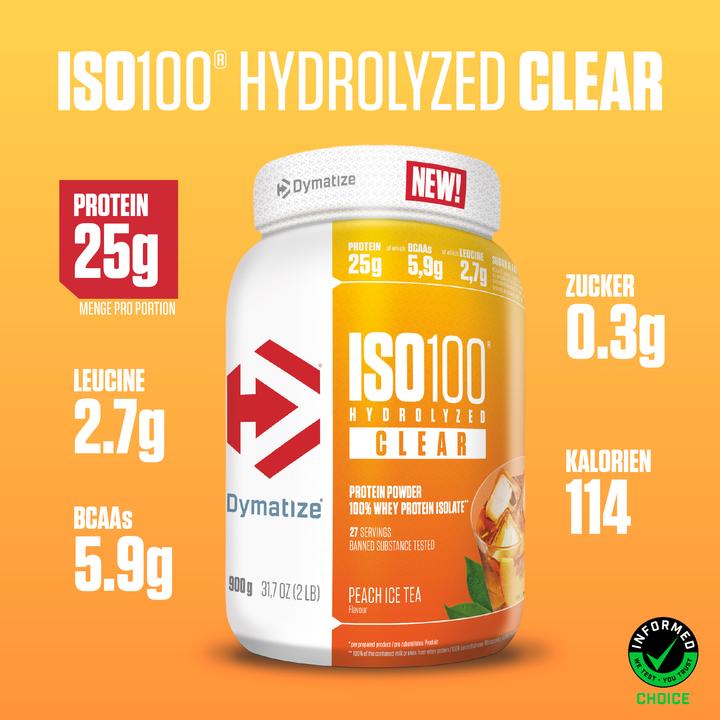 Actual product image Dymatize ISO100 Clear Whey (Peach Iced Tea, 1 pcs., 900 g)
