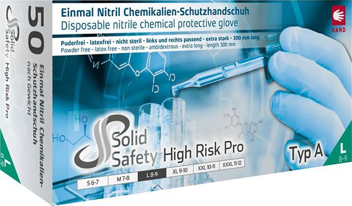 Produktbild Ampri Einweghandschuhe HighRisk Pro Grösse M blau Nitril EN 374, EN 388 PSA-Kategorie III (M)