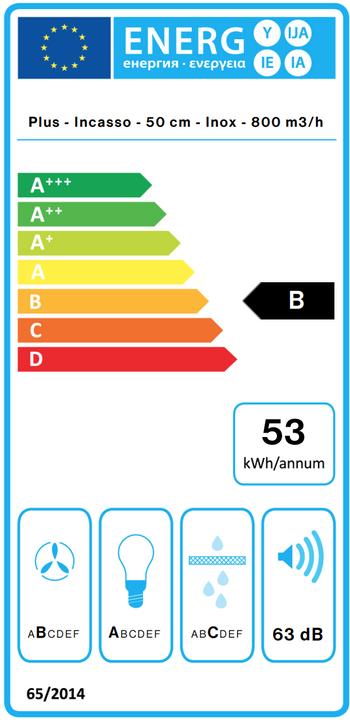Energy Label Falmec Dunstabzugshaube INCASSO 50 P Edelstahl (Substructure hood)