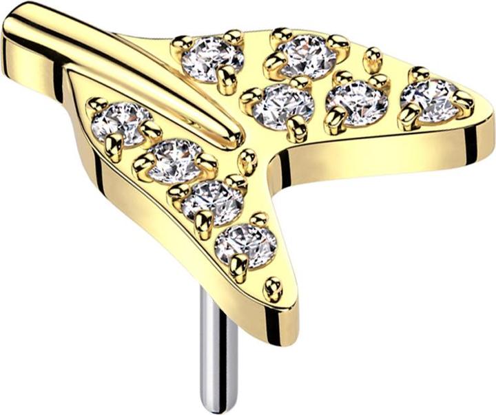Star Piercing Threadless Haifisch Schwanzflose vergoldet Kristalle silber (ohne Messing, Titan G23)