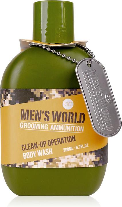 Accentra Body Wash MEN'S WORLD in Flasche, inkl. Hundemarke, 200ml, Duft: Oak & Amber, Farbe: olive/ocker/ora (200 ml)
