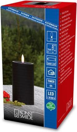 Produktbild LED Kunststoffkerze sw 1873-700 Aussen 1873-700 6h Timer D7 H12,5cm 2xAA