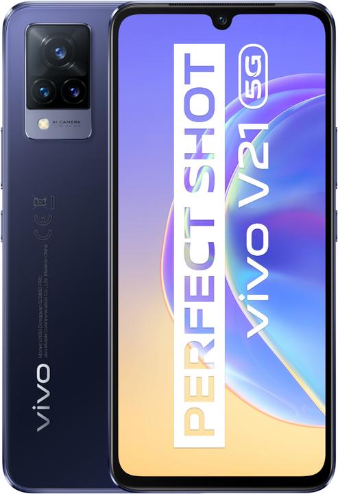 Image du produit Vivo V21 5G (128 Go, Bleu Crépuscule, 6.44", Double SIM hybride, 64 Mpx, 5G)