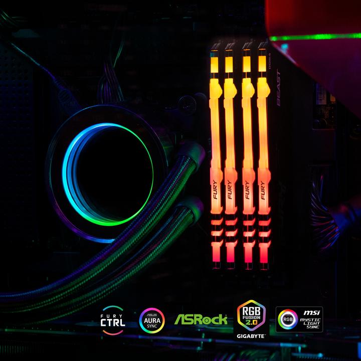 Actual product image Kingston FURY Beast RGB (2 x 16GB, 3600 MHz, DDR4-RAM, DIMM)
