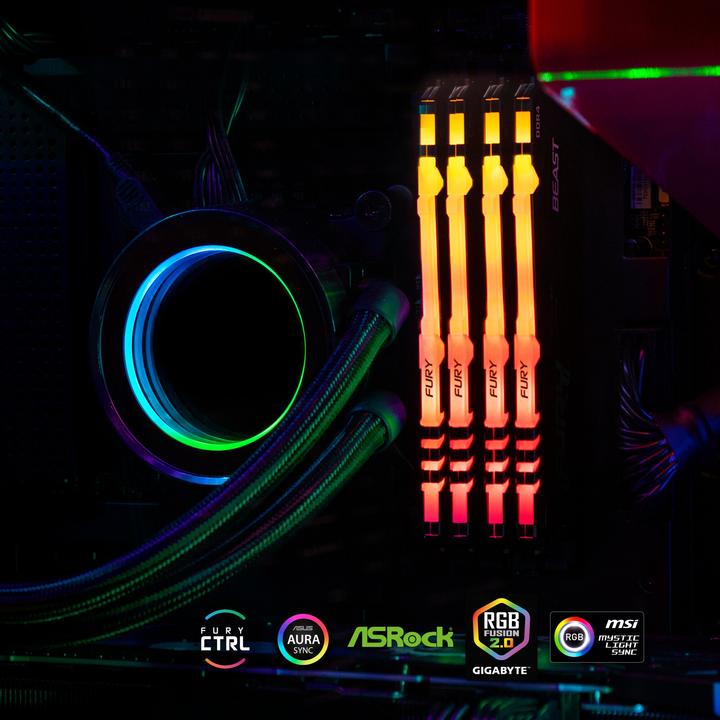 Produktbild Kingston FURY Beast RGB (4 x 8GB, 3200 MHz, DDR4-RAM, DIMM)
