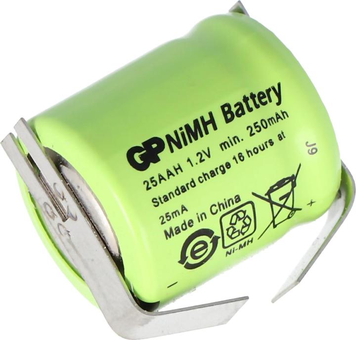 Actual product image GP Batteries Akku GP25AAH, 1/3 AA Mignon Lötfahne U-Form (1 pcs., 1/3 AA, 250 mAh, Rechargeable battery)