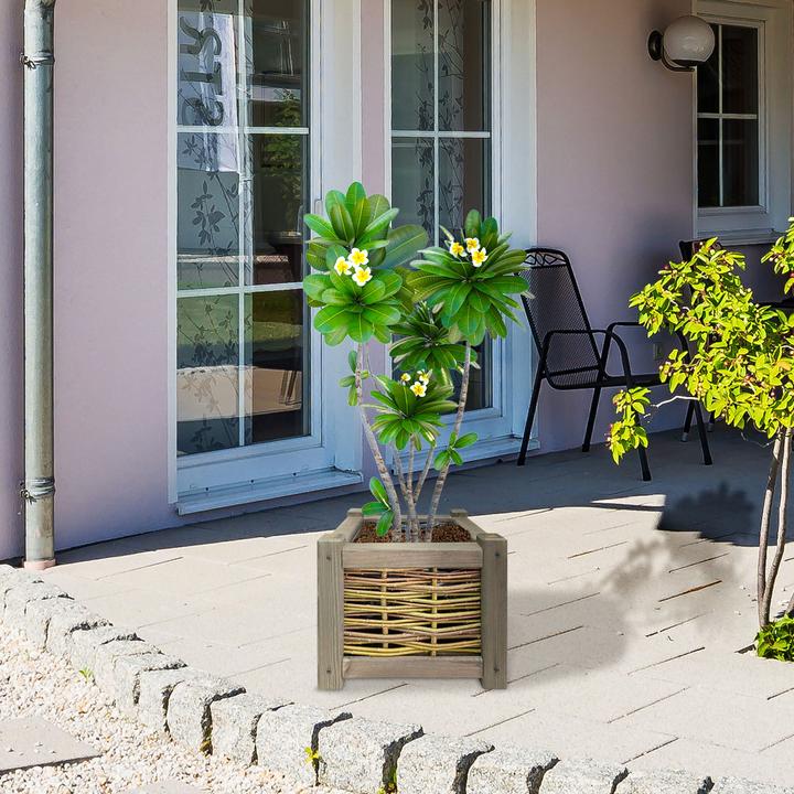 Image du produit Natura Punto Bac à fleurs en rotin et bois (30 cm)