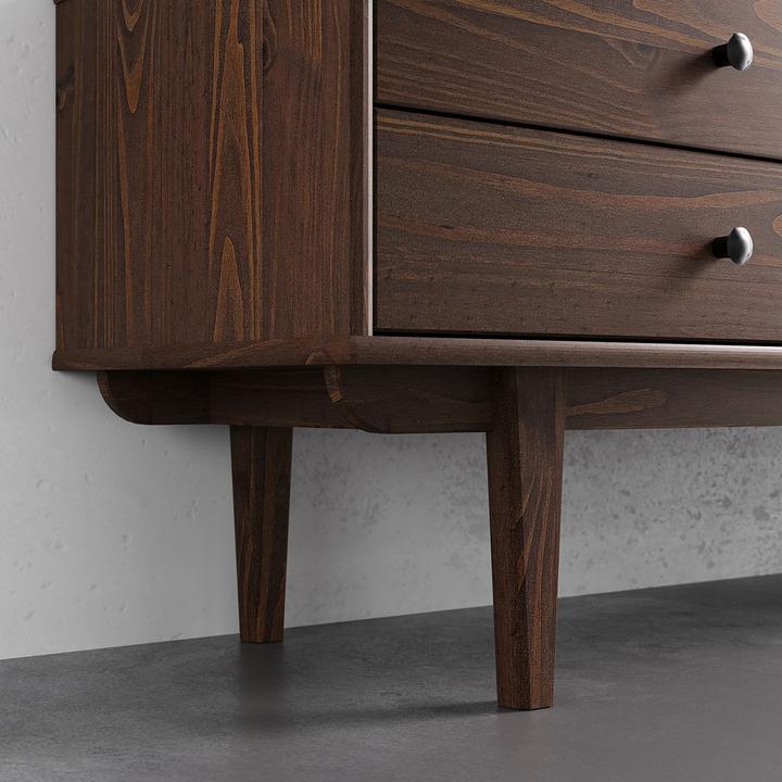 Image du produit IDIMEX Lowboard SIMONA aus Kiefer Massivholz mit Rattangeflecht – Nussbaumoptik