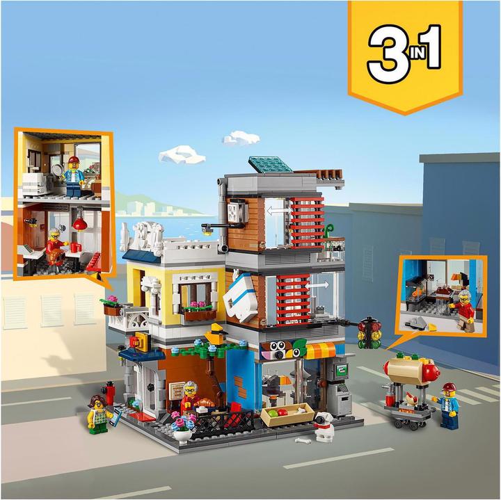 Image du produit LEGO Maison de ville avec animalerie Café (31097, LEGO Creator 3-in-1)