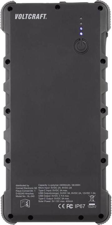 Produktbild Voltcraft SL240 Solar (24000 mAh)