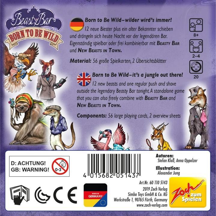 Immagine prodotto Zoch ZOC05143 - Beasty Bar - Born to be Wild, gioco di carte, per 2-4 giocatori, da 8 anni. (Tedesco)
