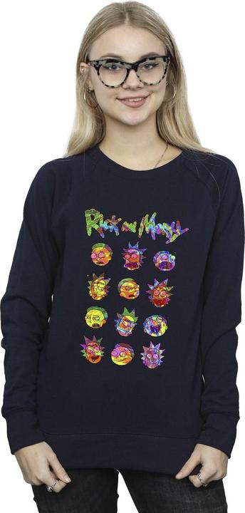 Actual product image Rick And Morty Womens/Ladies Tie Dye Faces Sweatshirt (L)