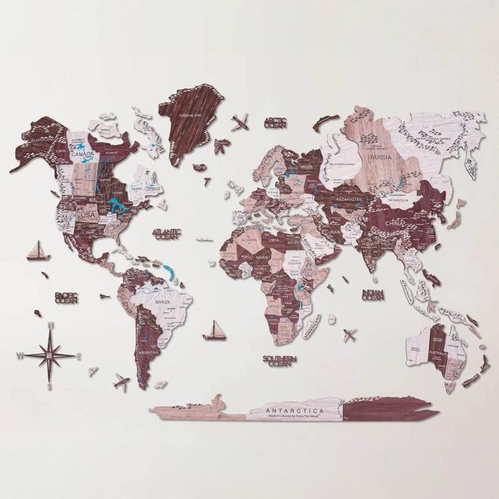 Immagine prodotto Enjoy The Wood Mappa del mondo in 3D (120 x 200 cm)