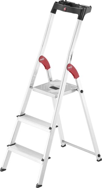 Hailo L60 StandardLine, Alu-Sicherheits-Stehleiter, 3 Stufen (Stehleiter, 70 cm)