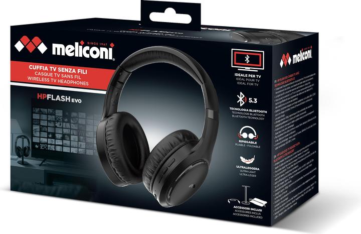 Actual product image Meliconi Hp Flash Evo Wired and Cordless Headset AMP MUSIC Bluetooth Black (22 h, Cable)