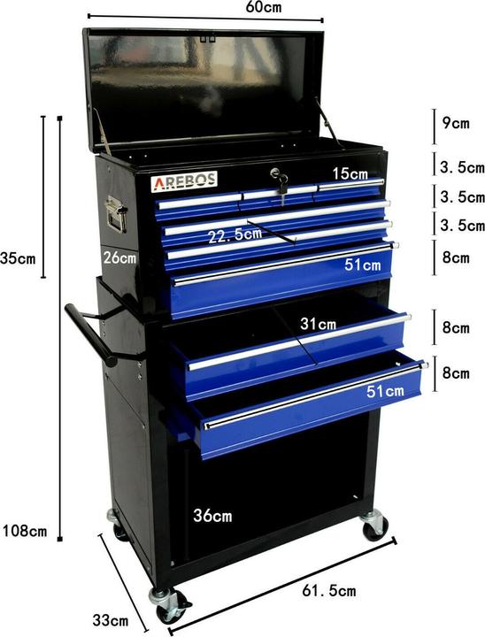 Produktbild Arebos Werkzeugwagen (2 x)