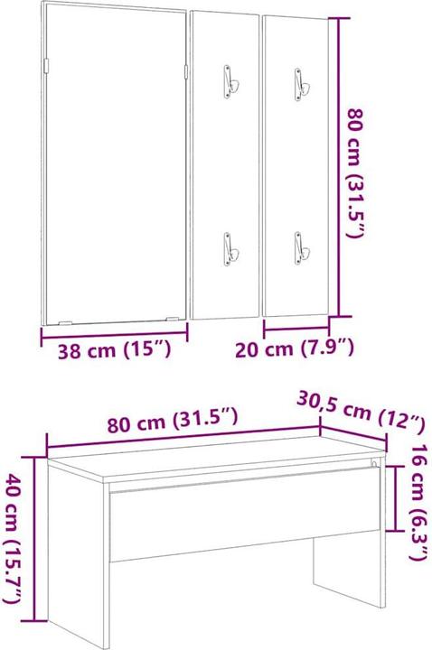 Produktbild VidaXL Garderoben-Set Artisan-Eiche Holzwerkstoff