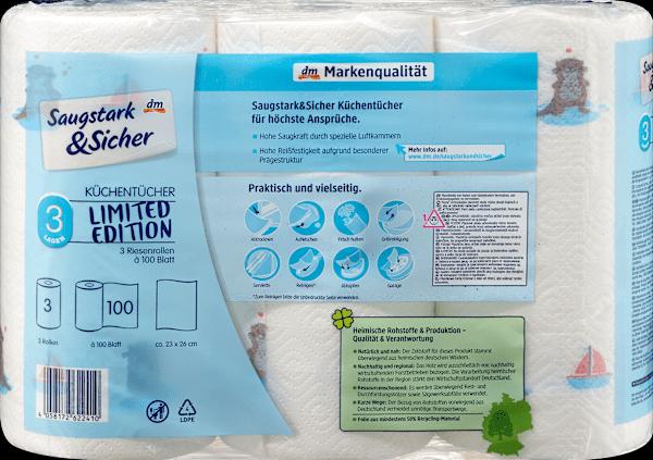 Produktbild dm Saugstark&Sicher Küchenrolle Design 3-lagig (3x100 Blatt)