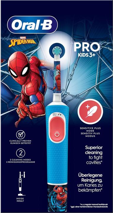 Immagine prodotto Oral-B Spazzolino Elettrico Ricaricabile Pro Kids con personaggi Marvel Spider-Man, 2 Testine, da 3 Anni In (Spazzolino oscillante)