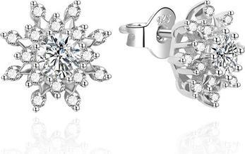 Agato - Sparkling silver earrings with zircons AGT-E008PW