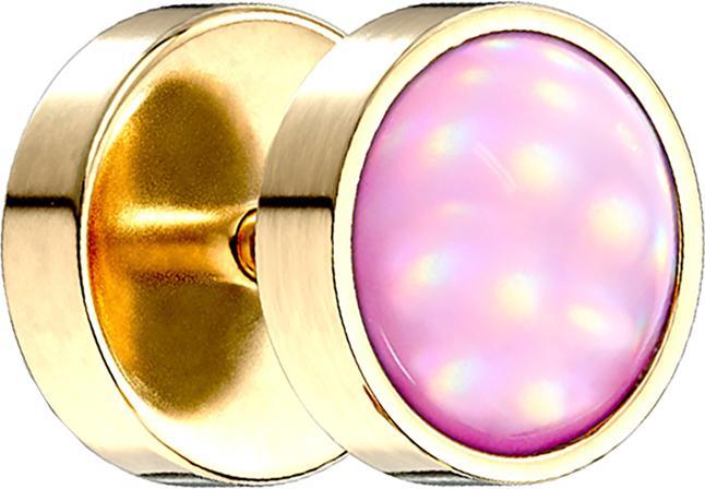 Image du produit Star Piercing Fake Plug vergoldet mit Opalite pink (sans laiton, Acier chirurgical 316L)