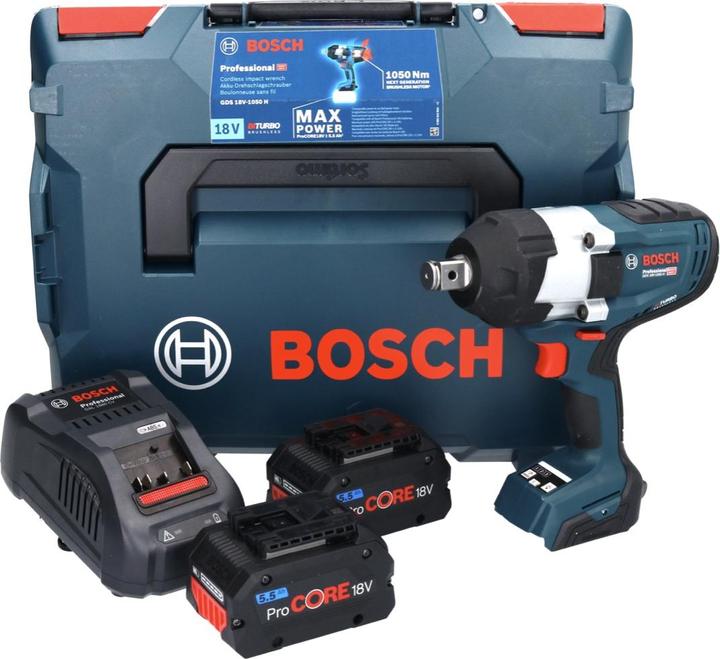 Produktbild Bosch Professional Akku-Drehschlagschrauber GDS 18V-1050 H, 2 Akku ProCORE18V 5.5Ah, Ladg., L-BOXX (Akkubetrieb)