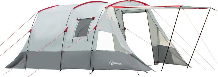 Actual product image Outsunny Camping tent with ground spikes, tensioning ropes and carrying bag (Tunnel tent, 8.50 kg, 8 persons)