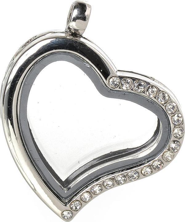 Image du produit Hobby & Crafting Fun Pendentif médaillon "coeur avec strass", Ø ca. 2,8cm, métal / verre (Métal)