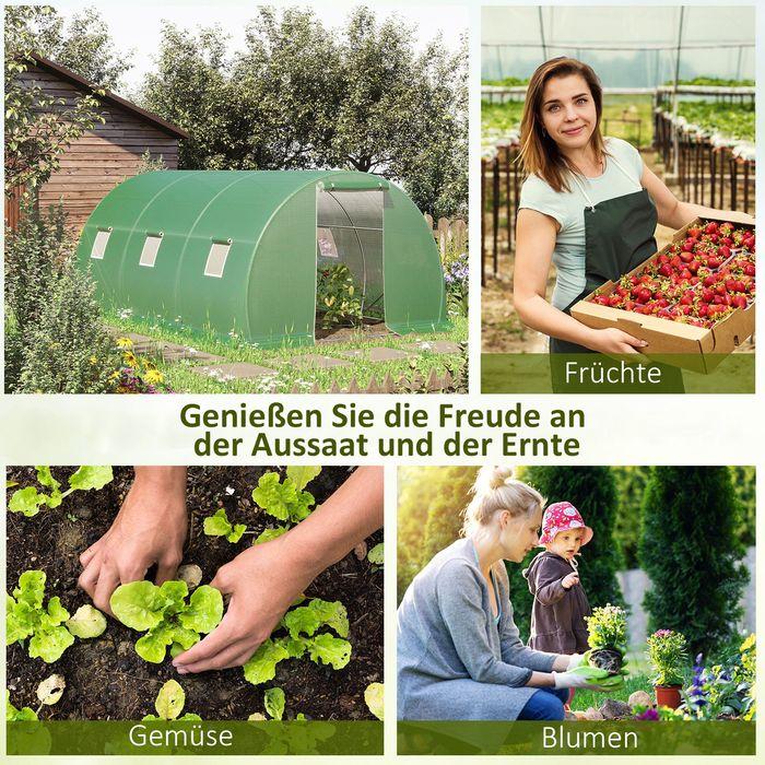 Produktbild Swisshandel24 Foliengewächshaus 4,5 x 3 m mit 6 Fenster Dunkelgrün