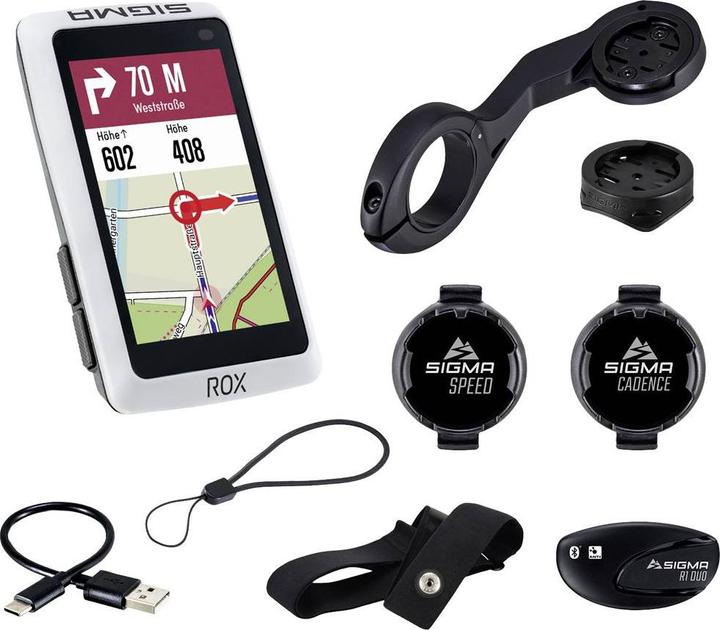 Image du produit Sigma Sport ROX 12.1 Evo GPS Fietscomputer - Night White - Set - Incl. ANT+/BLE borstriem/snelheids-/cadence sen