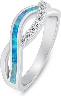 Brilio Silver - Elegant silver ring with zircons and synthetic opal RI126WLB - Circuit: 58 mm (58)