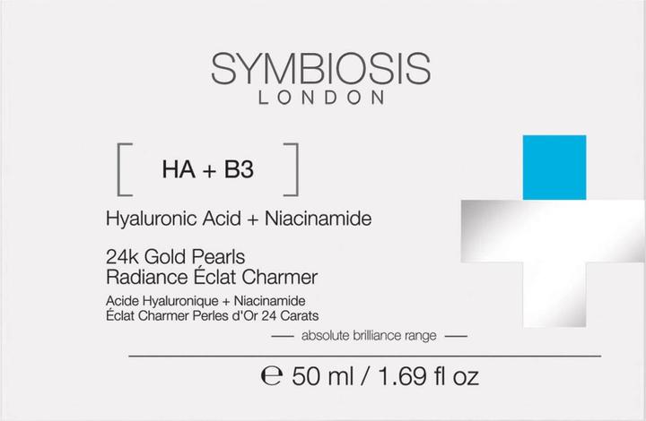 Image du produit Symbiosis Acide hyaluronique + Niacinamide) Perles d'or 24k Éclat Charmeur (50 ml, Gel visage)
