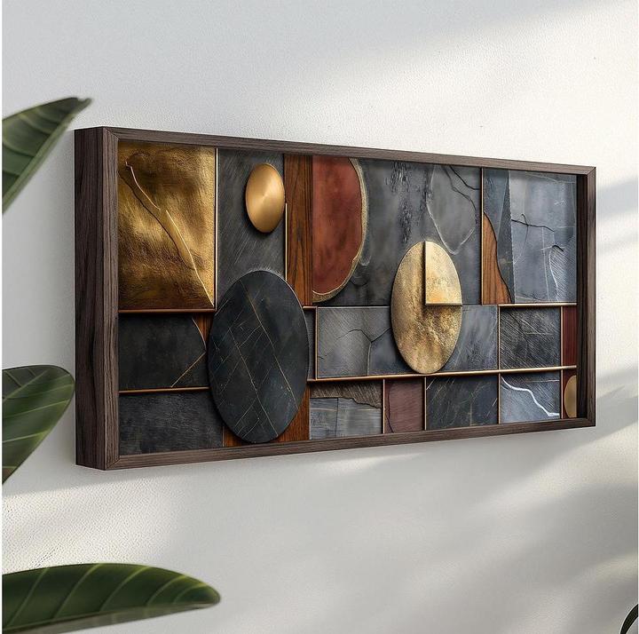 Image du produit Wallxpert Tableau Shapes 120 x 40 cm, motif : Motifs (120 x 40 x 3.5 cm)