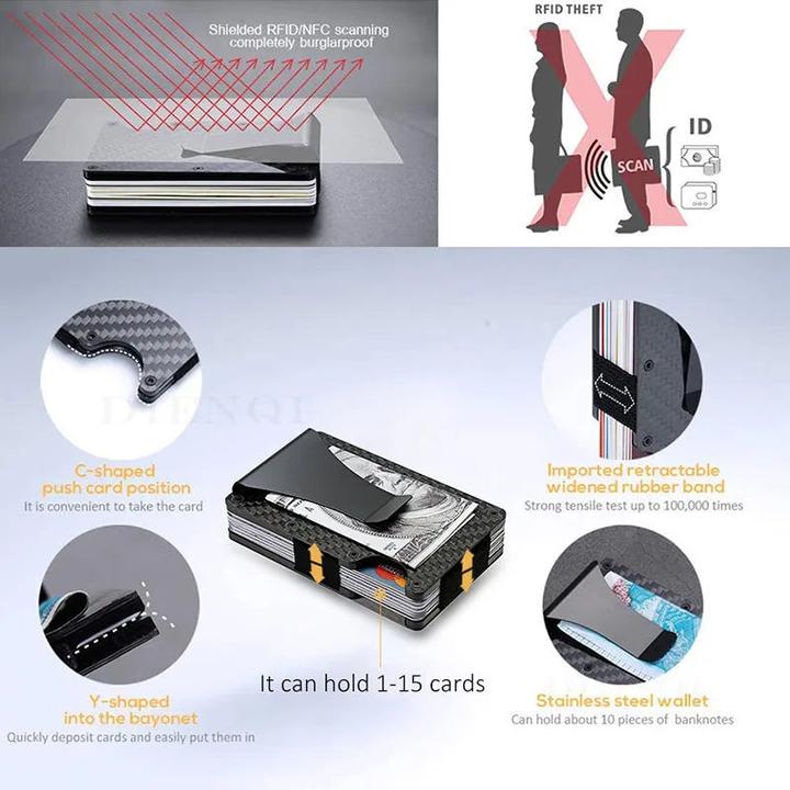 Actual product image Only-Bags.Store Schlanke Brieftasche Vordertasche RFID-Blockierung Minimalistische Brieftasche Metall Brieftasche