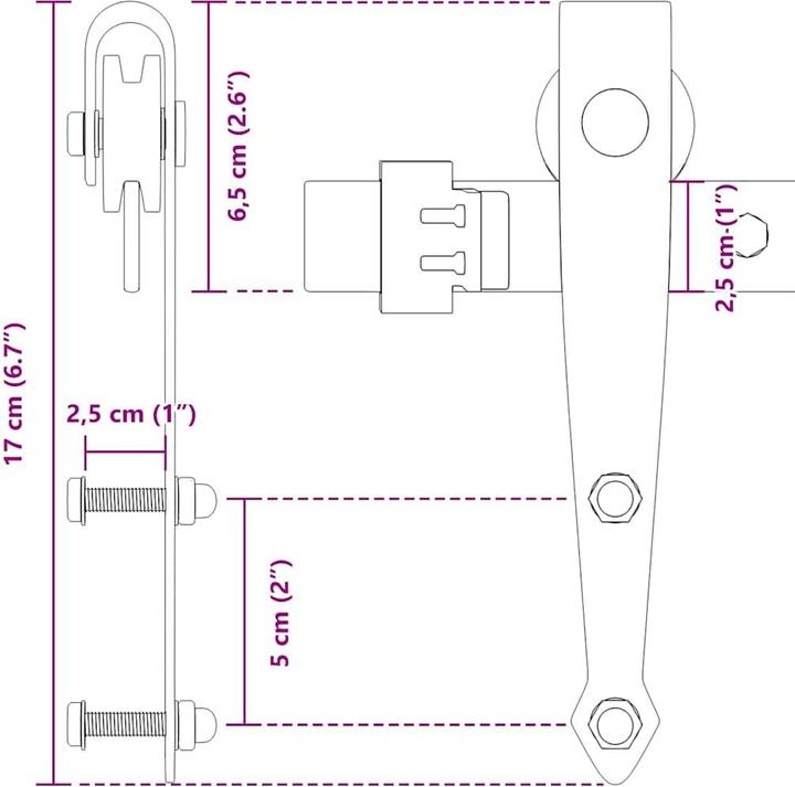 Immagine prodotto VidaXL Set di accessori per ante scorrevoli per guardaroba 244 cm in acciaio al carbonio