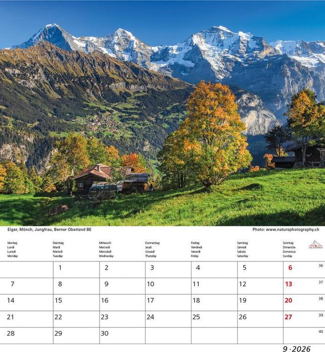 Produktbild Schweiz 21x24 2026 (21 x 24 cm, Harter Einband, Französisch, Deutsch)