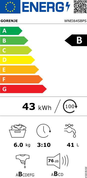 Etichetta energetica Gorenje WNEI64SBPS (6 kg, A sinistra)