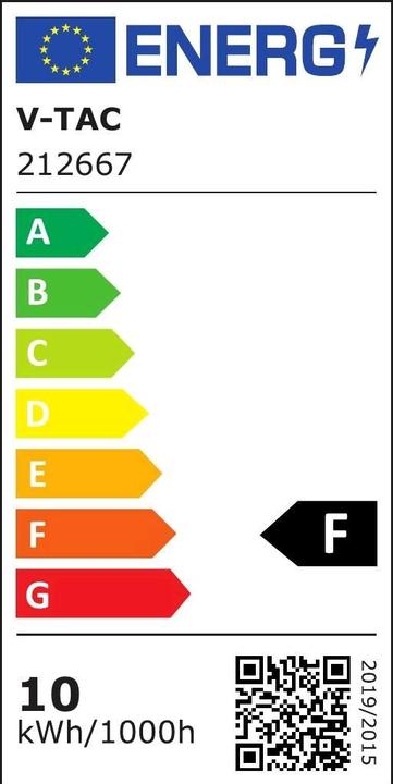 Energie-Label V-TAC LED-Strip VT-COB 421 EEK: F, 10W, 960lm, 3000K, 5m (Warmweiss, 500 cm, Indoor)