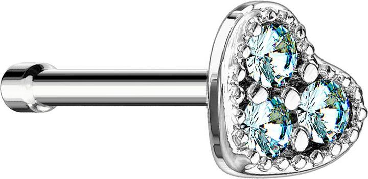 Immagine prodotto Star Piercing Nasenstecker gerade silber Herz Kristall aqua (Acciaio chirurgico 316L, Ottone)
