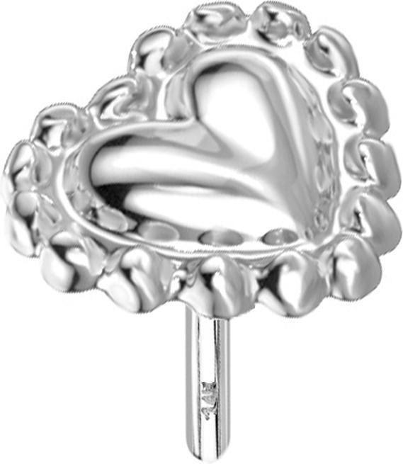 Immagine prodotto Star Piercing Cuore in oro bianco 14k Threadless con bordo a sfera (senza ottone, Oro 14k)