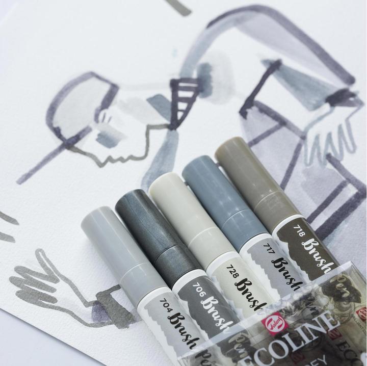 Produktbild Talens Ecoline Brush Pen (Mehrfarbig, Weiss, 5 x)