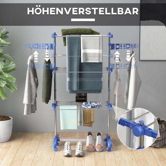 Actual product image Swisshandel24 Tumble dryer Tower clothes horse with castors, 3 levels, Folding upright dryer with side wings, W