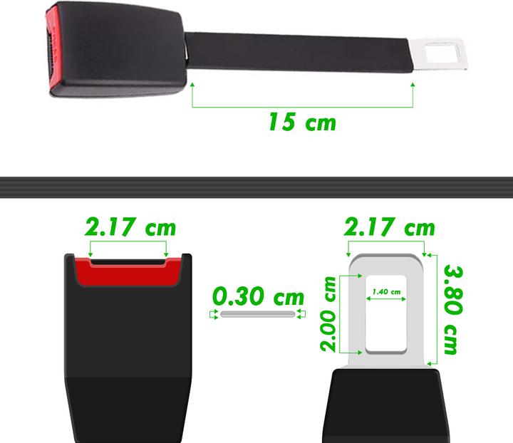 AM Gurtadapter Sitzgurtverlängerung und Gurtwarner Stopper 25cm