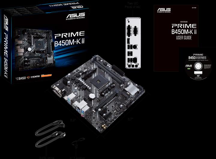 Productafbeelding ASUS PRIME B450M-K II, AMD B450 moederbord - Socket AM4 (AM4, AMD B450, mATX)