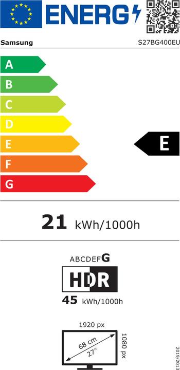 Energielabel Samsung Odyssey G4 - G40B (1920 x 1080 Pixels, 27")