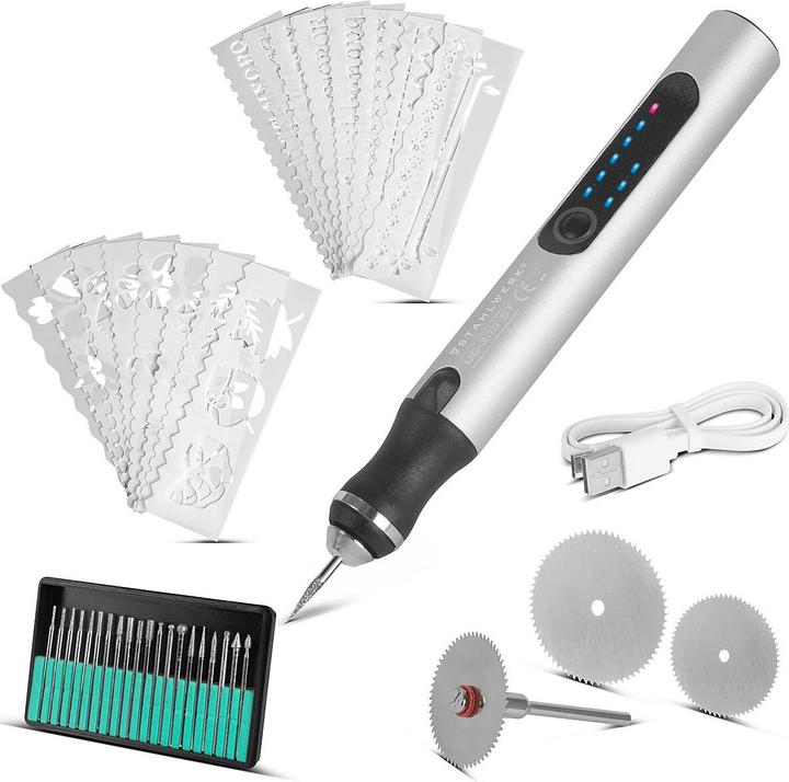 DriSubt Penna per incisione USB UG-300 ST con incisore ricaricabile da 8 W | Penna per incisione