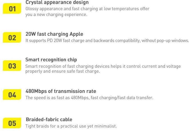 Produktbild Baseus Crystal Shine Series Fast Charging Data Cable Type-C to iP 20W 1.2m Purple (1.20 m, USB 2.0)