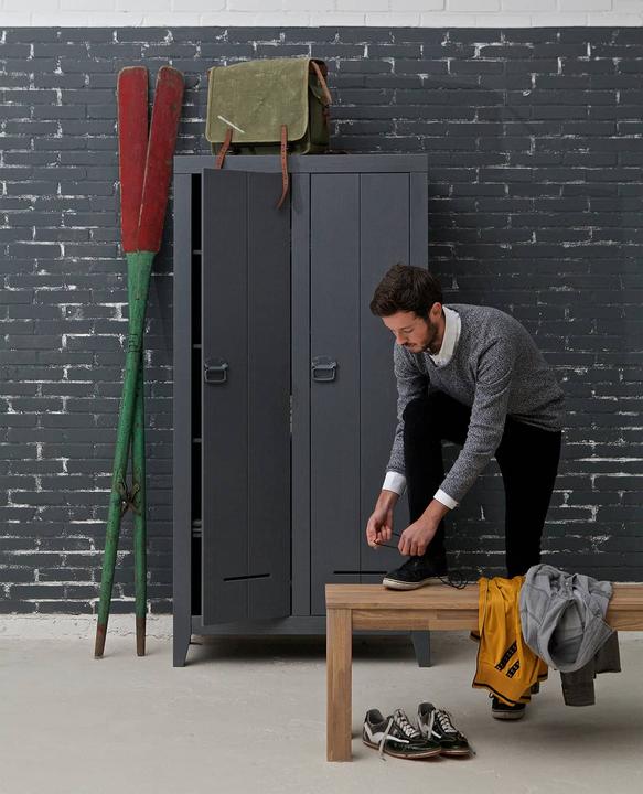 Productafbeelding Woood Kledingkast Kluis 2 deuren grenen staalgrijs (FSC) (190 x 95 x 44 cm)