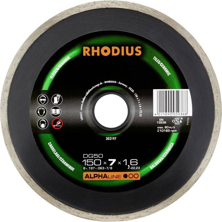 Immagine prodotto Rhodius 303197 Diamanttrennscheibe 150 mm 1 St. Fliesen, Keramik